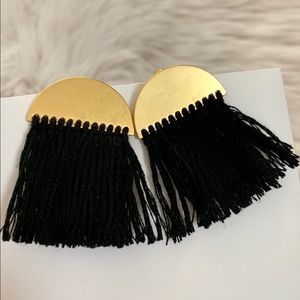 Madewell crescent moon and black tassel earrings